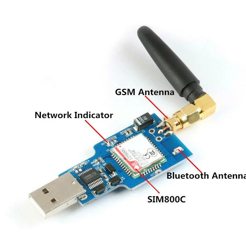 Usb в Gsm серийный Gprs Sim800C модуль Bluetooth компьютерное управление + антенна|Аксессуары