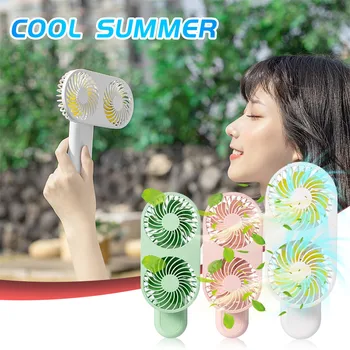 

Portable Fans Usb Rechargeable Dual Head Fan Handheld Mini Desktop Air Cooler 3 Speed Adjustable For Traveling Outdoor#g40