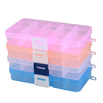 

Pack of 4Pcs Plastic Jewelry Box Organizer Storage Container with Adjustable Dividers 10 Grids