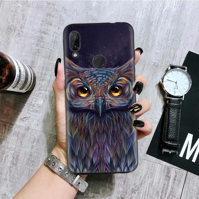 Камуфляж "Сова" Черная крышка чехол для телефона для Xiaomi Redmi Note фотоаппаратов моментальной печати 8 7 7S 7A 6 S2 GO K20 Pro 6A mi 6X 5X A1 CC 9 8 Coque - Цвет: BA208-9