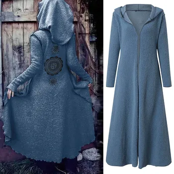 

trench coat for women fashion embroidery casual Open Front Print Back Long Length Teddy Velvet Hoodie trench Coat#3