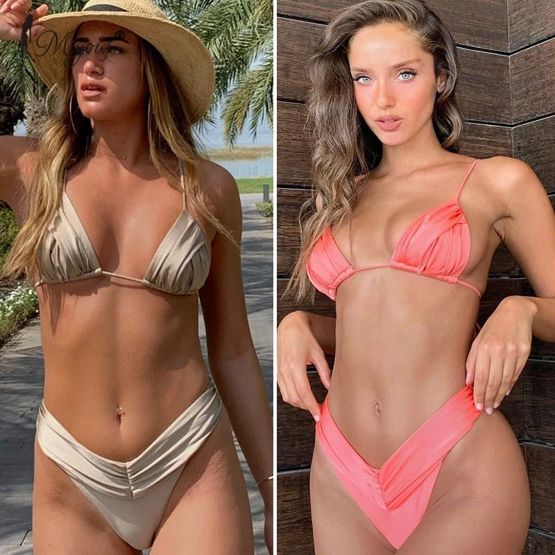 Miyouj 女性のためのセクシーなマイクロプリーツ水着 白い水着のセット Bikini Set Aliexpress