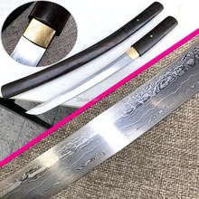 Сая, рукоять из черного дерева японский самурай короткий дао меч вакизаши катана, дамасская сталь острый на открытом воздухе/охотничий боевой нож меч