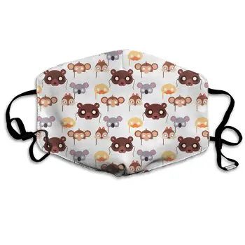 

Cartoon Animals Head Washable Reusable Mask, Cotton Anti Dust Half Face Mouth Mask For Kids Teens Men Women With Adjustable