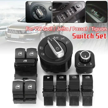 

7Pcs Window Control Headlight Fuel Gas Switch For VW Golf MK5 MK6 for Jetta MK3 MK4 Passat B6 B7 5ND959565B