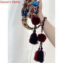 New Arrival Women Belly Dance Fashion Rhinestone Tassel Belt Matching Waist Chain Oriental Indian Dancing Performance Accessorie