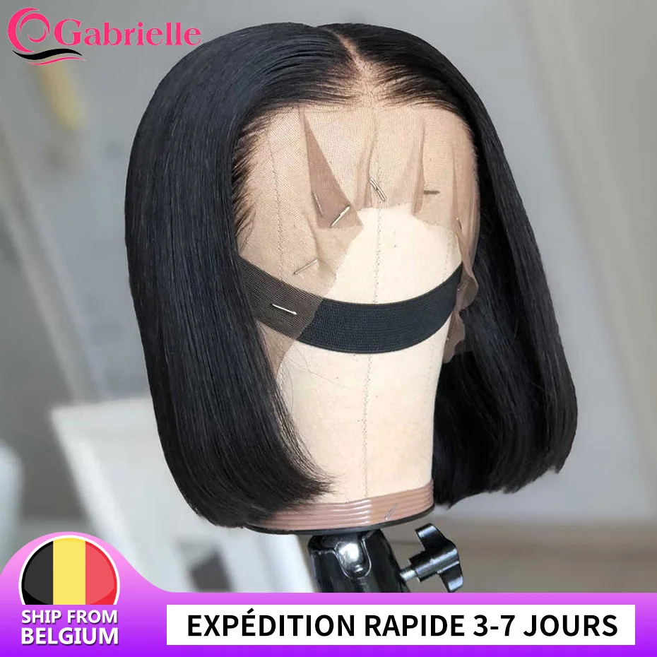 Короткий парик на сетке Боб бразильские прямые парики спереди натуральные