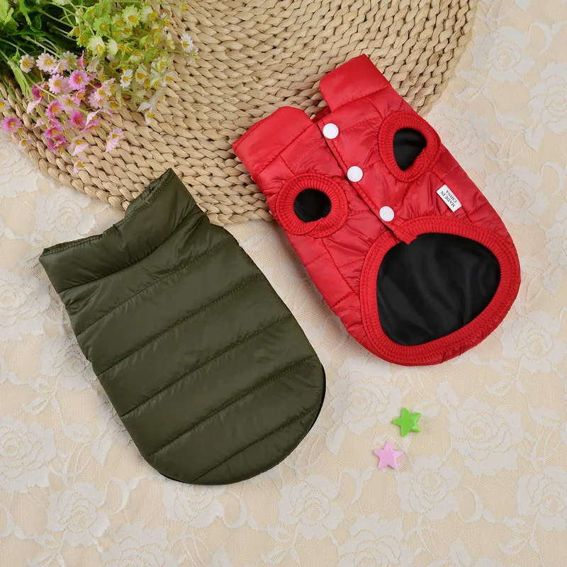 

Warm Winter Dogs Pet coat clothes Cotton-padded Jacket Sleeveless Coat Christmas Puppy Padded Jacket Vest Dogs Thicken Hoodies