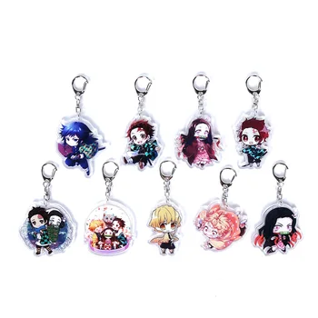 

9pcs/set Anime Demon Slayer: Kimetsu no Yaiba Key Chains Two-sided Keychain Cosplay Acrylic Pendant Keyring