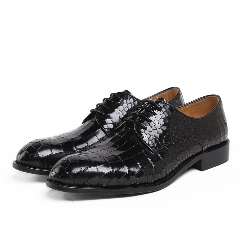 

Men's Leather Shoes Lace-up Leather Comfortable Oxfords Round Toe Work Chaussure Homme