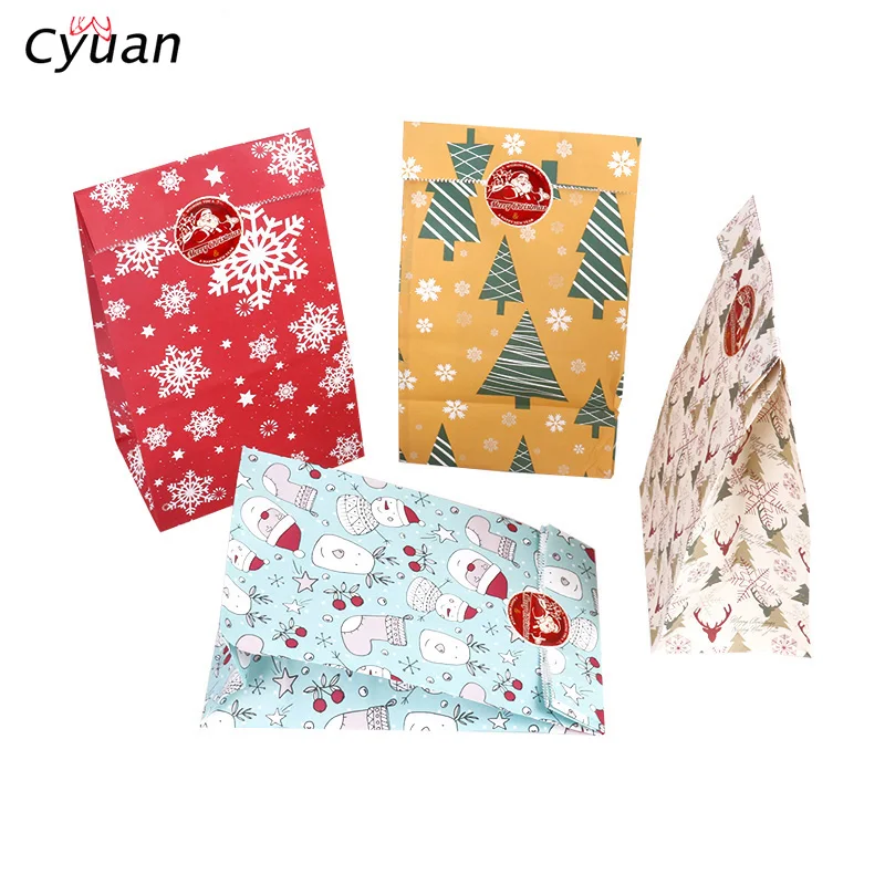 

Cyuan 24Pcs Buffet Goodie Packing Bags Food Grade Paper Gift Candy Cookies Bag Box for Christmas Decoration Xmas Home Supplies