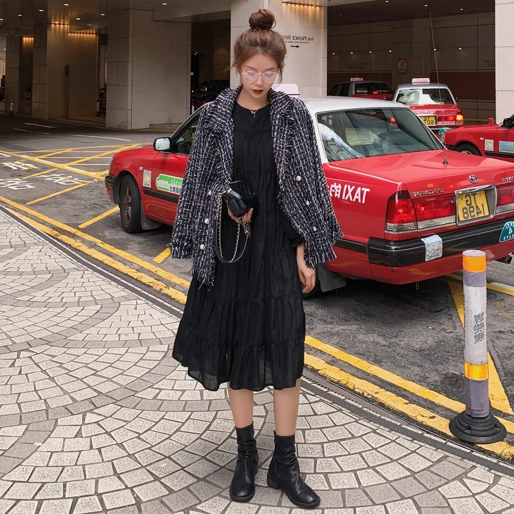 

Photo Shoot 2019 Autumn New Style Fashionable CHIC WOMEN'S Dress Retro Graceful Tassels Pattern Weaving Small Suit Coat