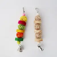 Bird Chew Toy Natural Wood Blocks Rattan Ball Parrot Entertainment Toys for Parakeet Cockatiel Lovebird Mini Macaw 1