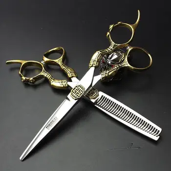 

Scissors Hair Professional 7 Inch Gold Handle Scissors High Quality 440c Steel Salon Special Hair Styling hair scissors Tools