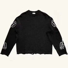 

Askyurself Black Sweater High Street Sweater Knit Destruction Men Women 1:1 High Quality ASKYURSELF Oversized Pullover