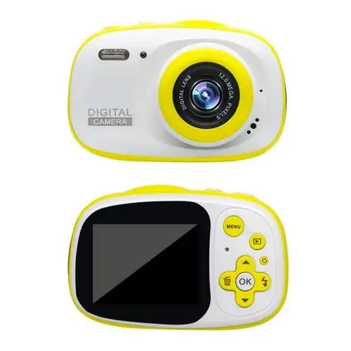 Детская камера 1080P HD мини перезаряжаемая детская ударопрочная цифровая фронтальная задняя селфи-камера детская видеокамера Водонепроницаемая lcd Scree - Цветной: Yellow