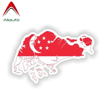 

Aliauto Personality Car Sticker Singapore Map Flag Motorcycle Body Waterproof Sunscreen Anti-UV Reflective Decal,15cm*9cm