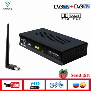 

DVB-S2 DVB-T2 Digital TV Tuner Full HD 1080P H.264 MPEG-2/4 Combo Terrestrial Satellite TV Decoder Cccam AC3 HD Audio + WIFI