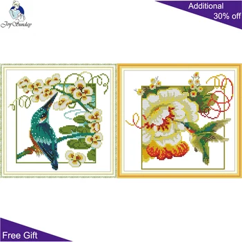 

Joy Sunday Kingfisher Hummingbird Cross Stitch DA319 DA320 14CT 11CT Counted and Stamped Home Decoration Birds Cross Stitch Kits