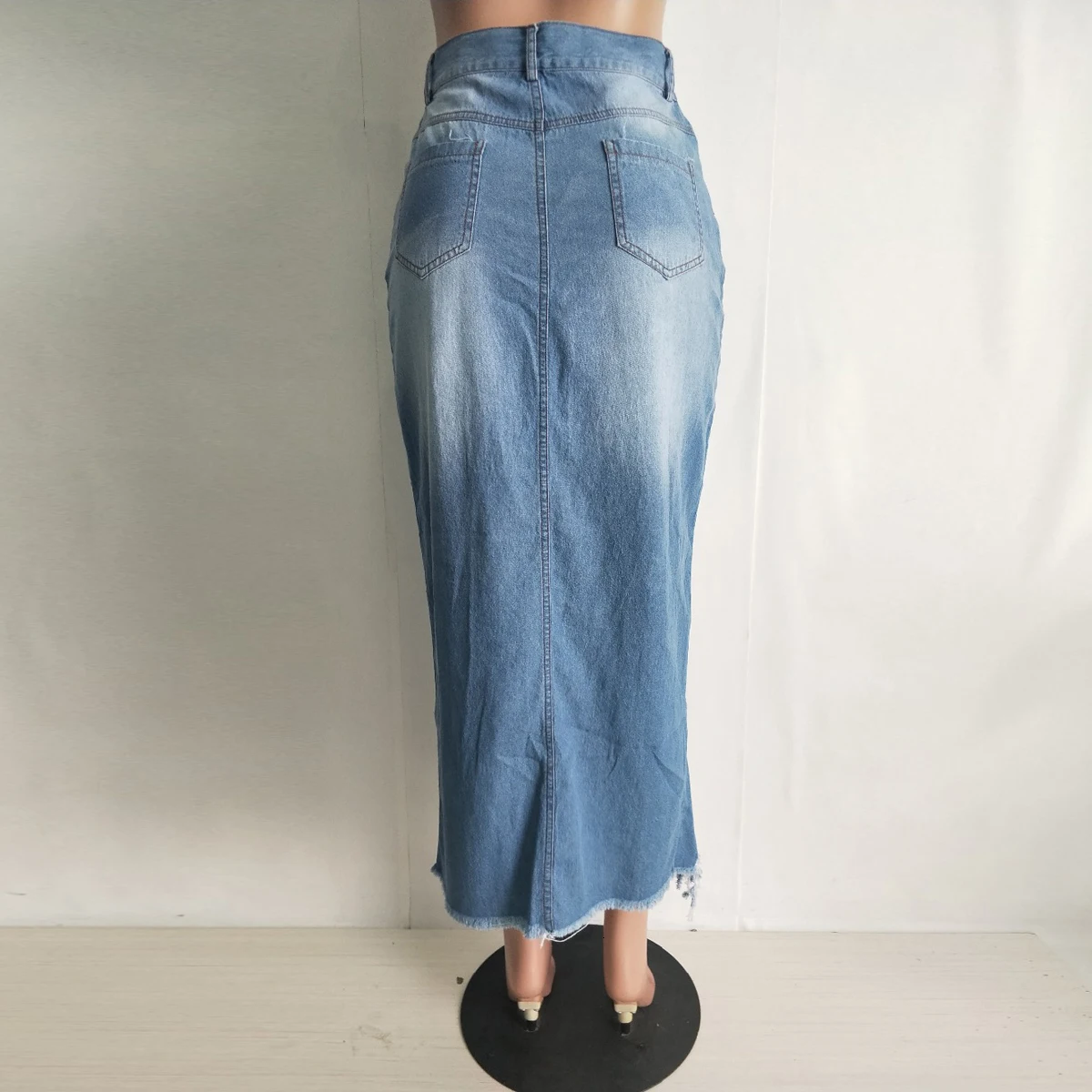 Офисные женские офисные юбки модные с высокой талией сексуальные осенние джинсовые Обтягивающие юбки размера плюс женские облегающие рваные юбки средней длины с разрезом