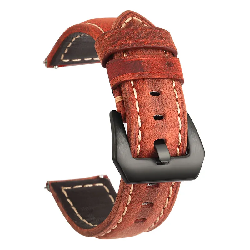 20 мм 22 мм кожаный ремешок для часов Amazfit huawei samsung Galaxy Watch 46 мм 42 мм Шестерня S3 сменные ремешки - Цвет ремешка: Red Black