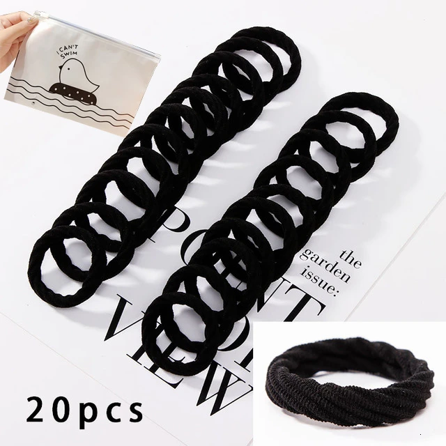 20pcs black 4 10pcs/Set New Women Basic Crude Elastic Hair Bands Ponytail Holder Scrunchie Headband Rubber Bands Fashion Hair Accessories - Цвет: 20pcs black 4