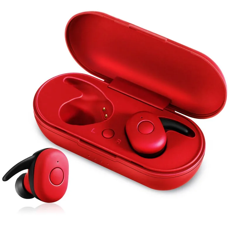 DT-1 TWS Bluetooth наушники 5,0 беспроводные наушники стерео водонепроницаемые наушники для Xiaomi Redmi iPhone SamSung - Цвет: Красный