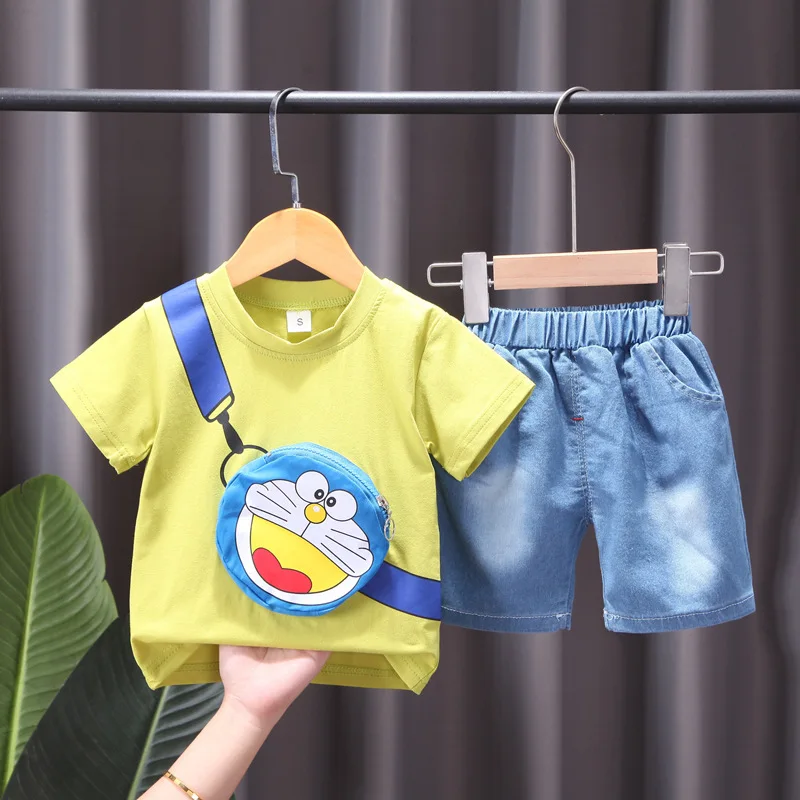 Stylish Baby Toddler Boys T-Shirt and Jeans Shorts Outfits