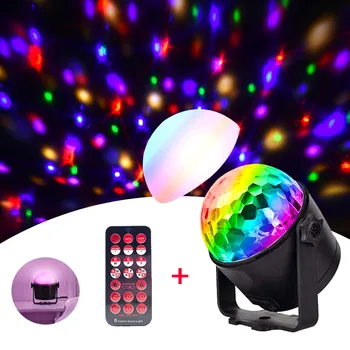 

LED Stage Light Remote Sound Control Rotating DJ Disco Ball Strobe Lights 3W RGB LED Laser Projector Effect Lamp For Christmas