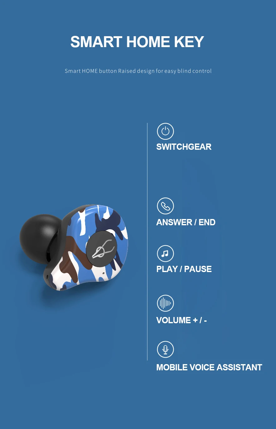 Новинка, Bluetooth 5,0, камуфляжные наушники Apt-X, беспроводные стерео Hi-Fi басовые наушники, гарнитура с шумоподавлением, чехол для зарядки