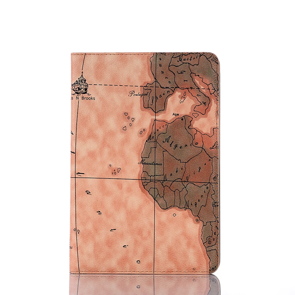 Cartoon Flip Coque for iPad mini 2 mini 3 Case Print Map PU Leather Slot Card Stand Funda for iPad mini 1 2 3 Case Folio 7.9''   (1)