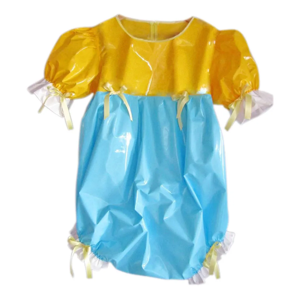 Adult Baby PVC Snap Crotch Bodysuit ABDL Romper Sissy Incontinence Onesie