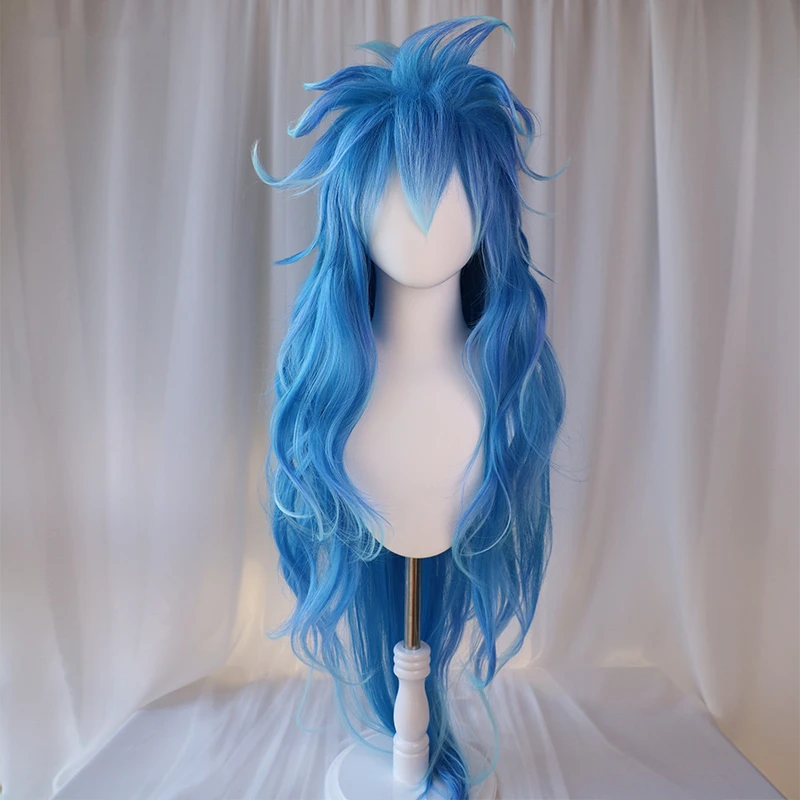 UWOWO Twisted-Wonderland Idia Shroud Cosplay Wig Ignihyde 130cm Blue Gradient Long Wavy Hair