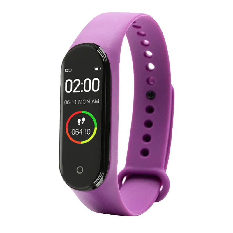 purple M4 Смарт-часы Bluetooth водонепроницаемый спортивный фитнес-трекер кровяное давление мониторинг сердечного ритма шагомер женский мужской браслет - Цвет: purple