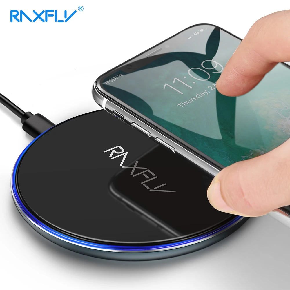

RAXFLY 10W QI Fast Wireless Charger For iPhone XR X Huawei Qi Wireless Charger For Samsung S9 S8 Note 9 S7 Wireless Charging Pad