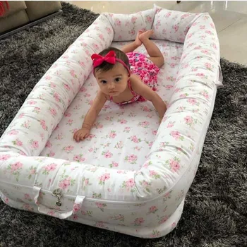 

2019 Portable Baby Bed Nest Crib Cotton Baby Nest Cot Kids Cradle Bed With Bumper Sides In The Crib Newborn Room Decor