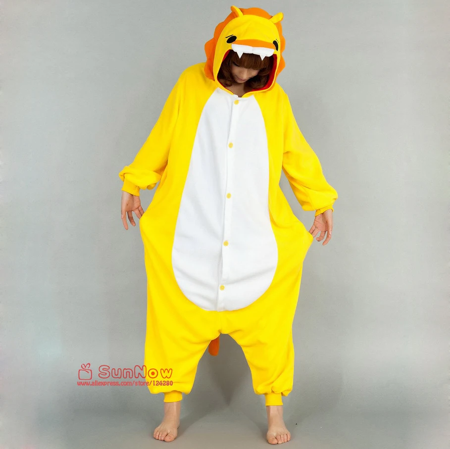 Унисекс для взрослых Vestido женщин желтый лев костюмы комбинезоны мультяшная