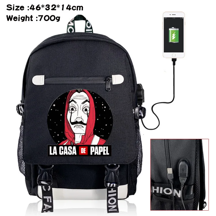 17 La Casa De Papel Backpack Men Women Shoulder Bag Travel Shoulder Bag Casual Laptop Bags Paper House School Backpack Bagpack - Цвет: 17