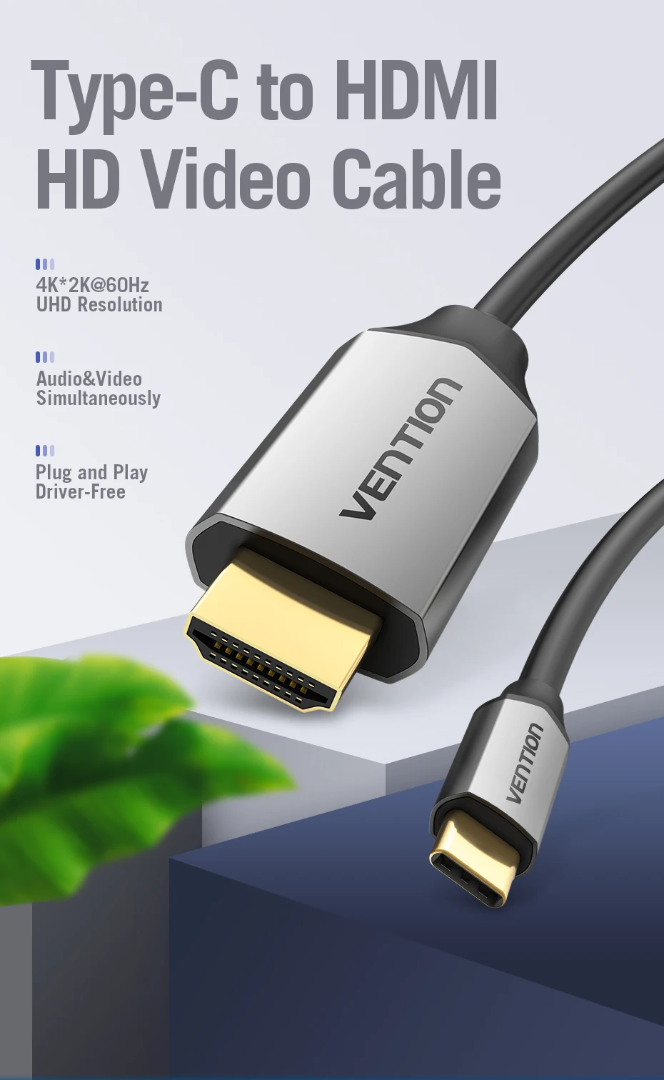 Vention USB C HDMI кабель 4 к 60 Гц Тип C к HDMI Thunderbolt 3 конвертер для MacBook huawei mate 30 Pro usb type-C HDMI адаптер