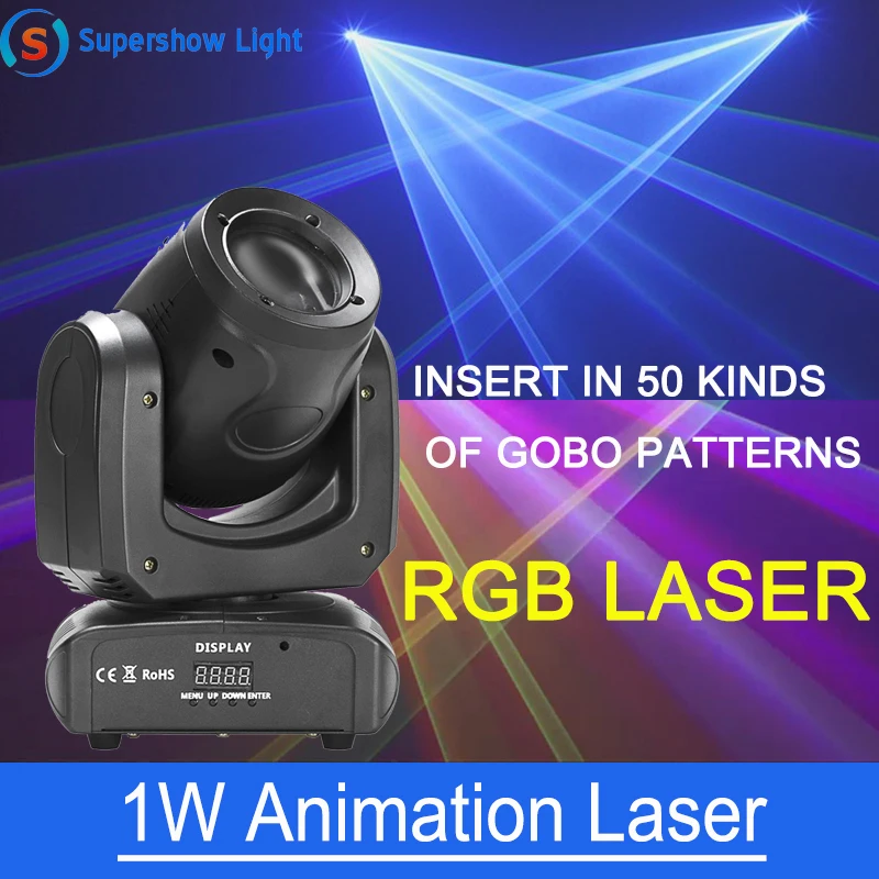 DJ Лазерный светильник Moving головной RGB полный Цвет лазерный перемещения 1 Вт