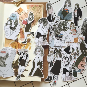 

27Pcs/Set Travel Vintage Student Girl Fashion Sticker DIY Craft Scrapbooking Album Junk Journal Planner Decorative Stickers