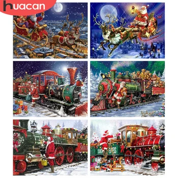 

HUACAN 5D DIY Diamond Art Painting Santa Claus Full Square Diamond Embroidery Winter Mosaic Christmas Needlework Home Decor