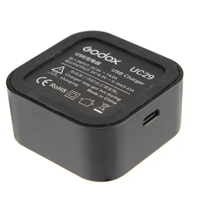 Godox UC18 UC20 UC29 USB аккумуляторная батарея Зарядное устройство для VB18 V850II V860II/VB20 V350C V350N V350S V350O V350F/WB29 AD200 - Цвет: Черный