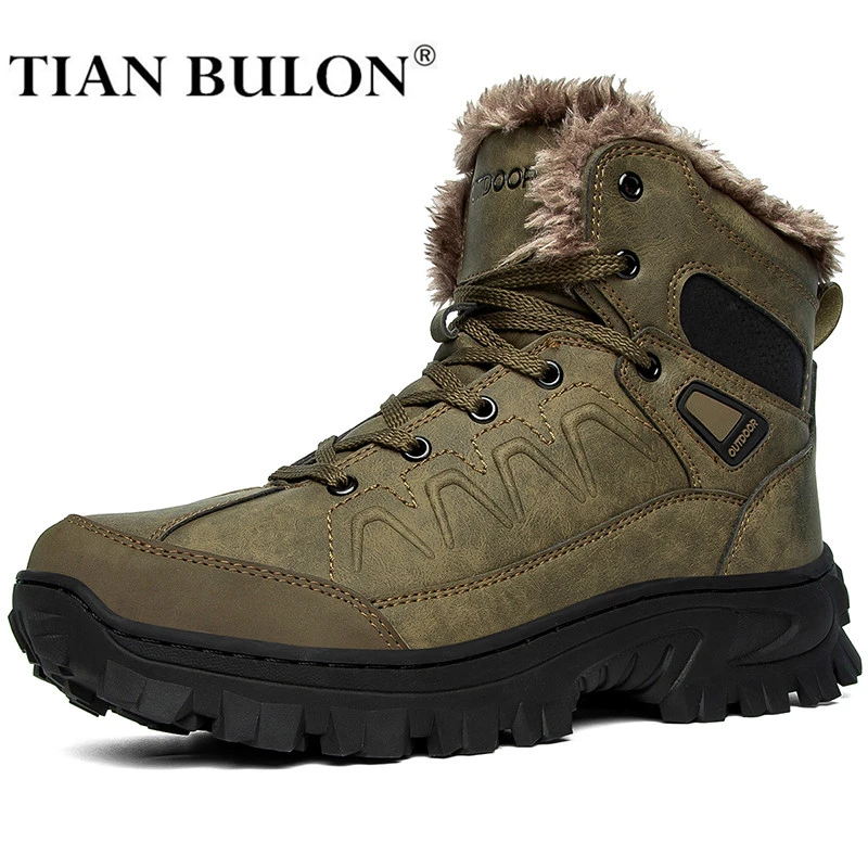 Bota masculina hikking de couro, botas com pelos a prova d'água para neve e  combate militar, para áreas externas e escaladas|Botas p/ neve| - AliExpress