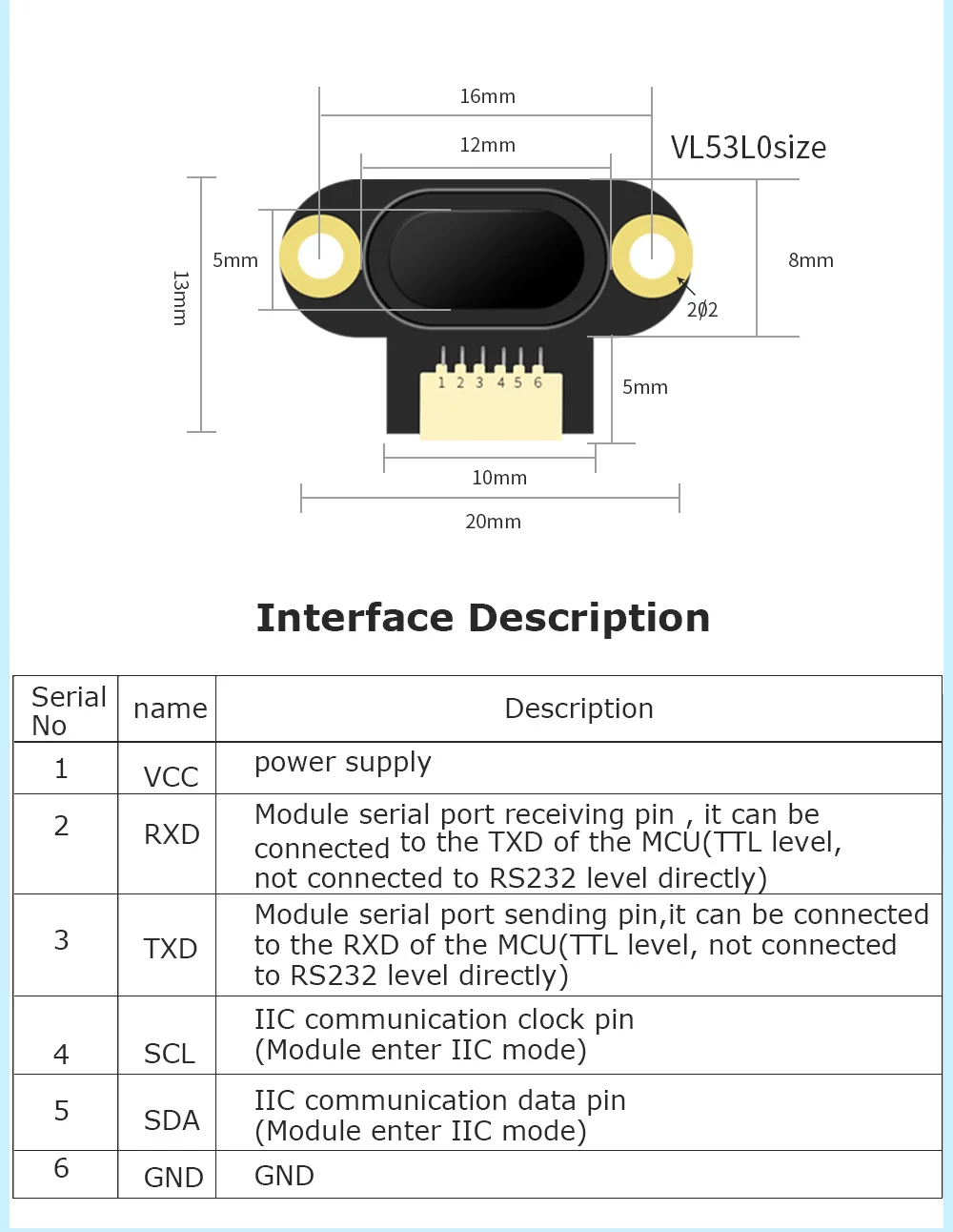 WitMotion UART VL53L1 лазерный датчик диапазона (4 400 см) модуль расстояния VL53L0 (3 200 TTL/IIC 100 Гц