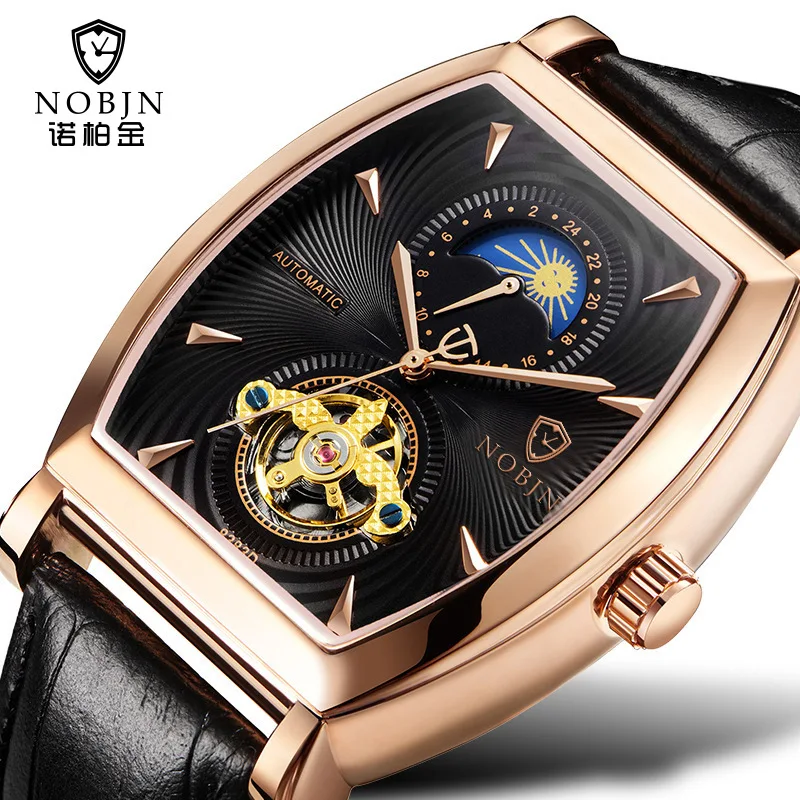

Luxury Mens Automatic Mechanical Watch Multifunction Watch for Men Leather Strap Tourbillon Men Watch Relogio Masculino NOBJN
