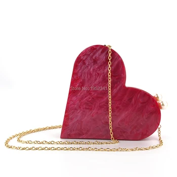 

OC4120 Heart shape acrylic bag for lady party bag lovely red heart acrylic evening bags