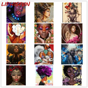 

5D Diy Diamond Painting African Woman Girl Flower Beauty Diamond Embroidery Full Drill square/round Resin Rhinestones Home Decor