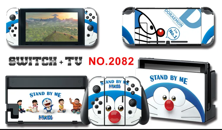 1set New Cute Anime Full Body Sticker for NS Switch Protective Cover Skin Colorful Art for Game Console Joy-Con Controller Decor
