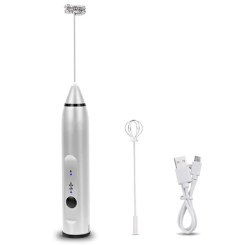 

USB Handheld Rechargeable Milk Frother Coffee Foam Maker W Spring Whisks Portable Kitchen Coffee Whisk Tool Automatic Egg Beater